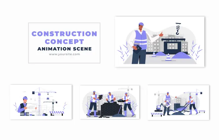 Construction Concept 2D Artwork Design Animation Scene